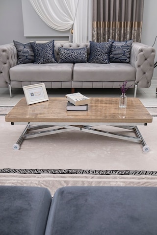Home Üst Tabla Mdf Antiklayt Oval Köşe Alt Krom