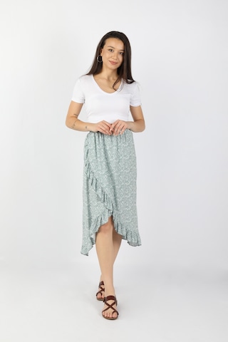 Kadın Fırfırlı Viskon Etek Su Yeşili