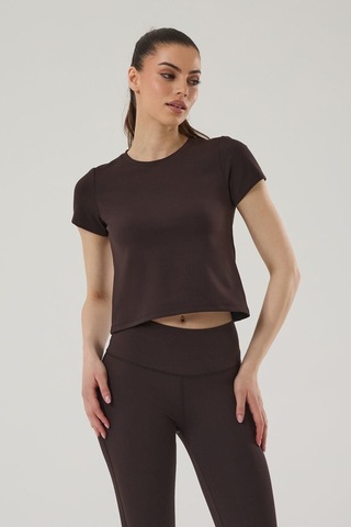 Ayessa Kadın Kısa Kollu Crop T-shırt 4014 Kahverengi