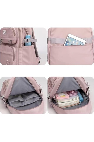 Ranyeek Kadınlar İçin Su Geçirmez 15.6 İnç Laptop Çantası - Geniş Bölmeli, Anti-hırsızlık Cepi, Organize Edici Nylon Sırt Çantası Mor Çok Renkli