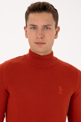 U.S. Polo Assn. Erkek Slim Fit Yarım Balıkçı Yaka Kiremit Basic Kazak 50307783-VR031