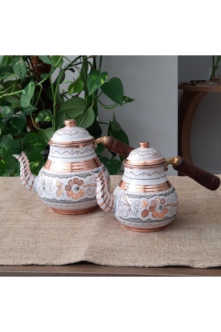 Gül Çiçek Royal Küçük Bakır Çaydanlık 1,4 Lt Bakır
