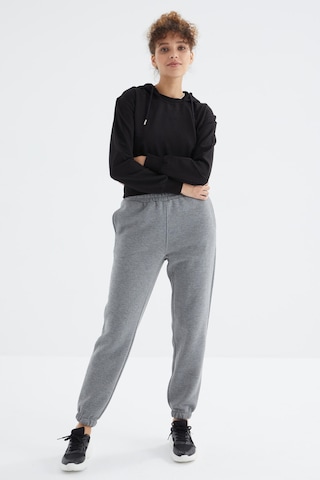 Tommy Life Gri Melanj Yüksek Bel Şardonlu 3 İplik Pamuklu Basic Kadın Eşofman Alt - 94624 GRİ MELANJ