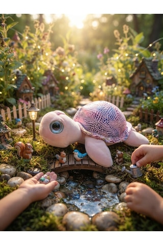Peluş Kaplumbağa Parlak Kumaş-25 Cm Pembe