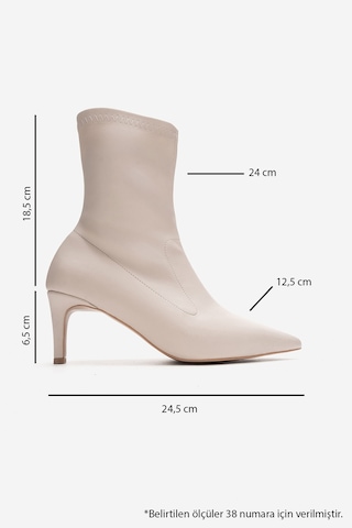 Luvishoes Rossano Bej Streç Kadın İnce Topuklu Bot Bej