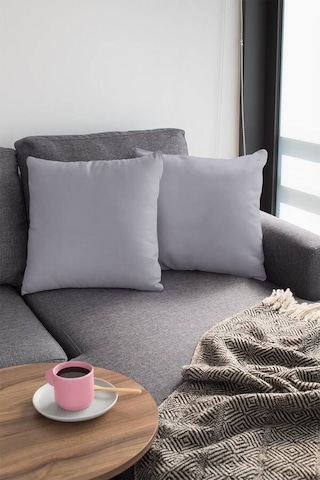 Gri Tek Renk 4'lü Set Çift Taraflı Kırlent Kılıfı 4krl010n11