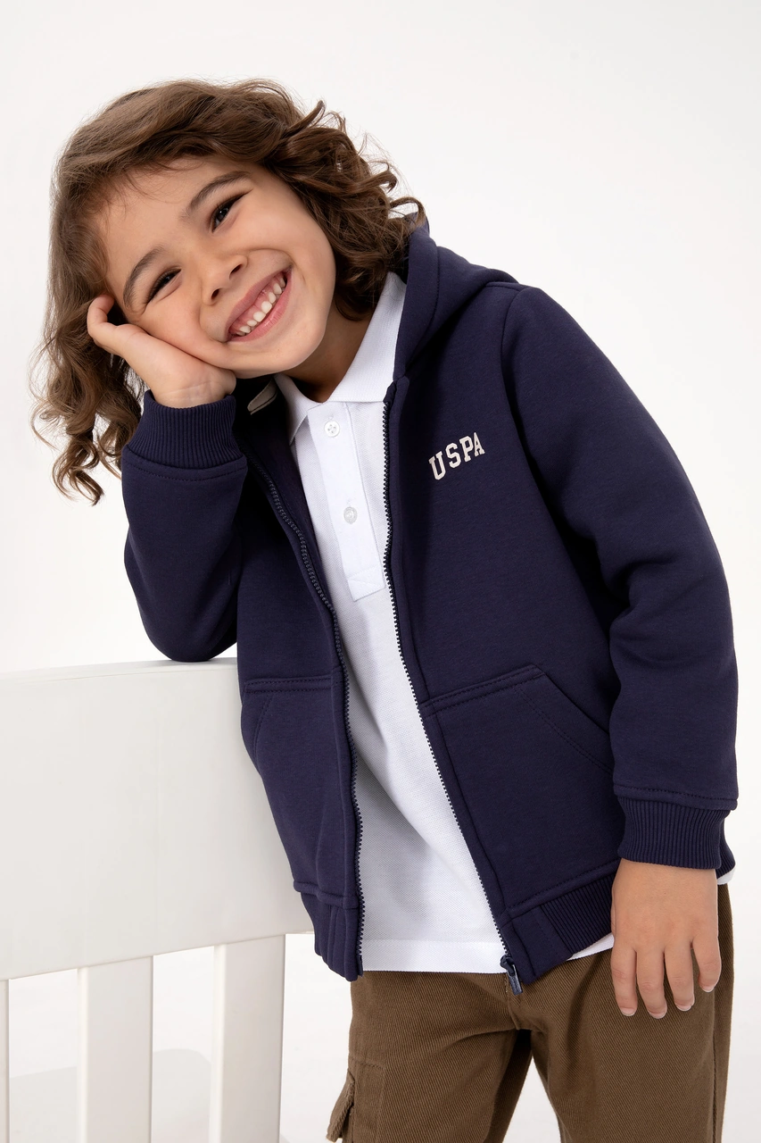 U.S. Polo Assn. Erkek Çocuk Mürdüm Fermuarlı Kapüşonlu Sweatshirt 50313852-VR074