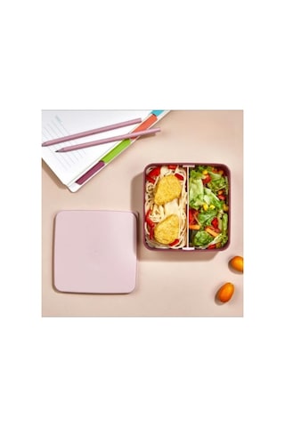 Mhk Bölmeli 2 Katlı Çatal Kaşıklı Pembe Beslenme Kabı Kare - Mürdüm Sku: Smg8690010592422 Açık