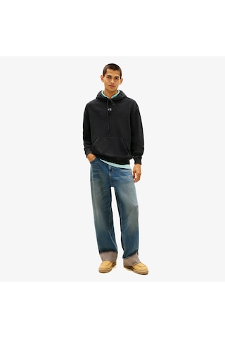 Tommy Hilfiger Relaxed Overdyed Flag Hood Erkek Siyah Sweatshirt Dm0dm22383 Siyah