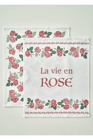 Bella Maison Rose Pamuklu Baskılı Kurulama Bezi 2'li Krem 40x50 Cm Krem