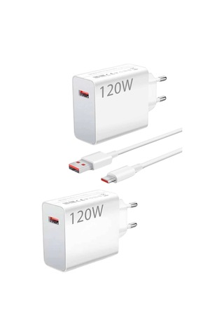 120 Watt Turbo Hızlı Şarj Aleti Seti Hızlı Şarj Adaptörü Beyaz