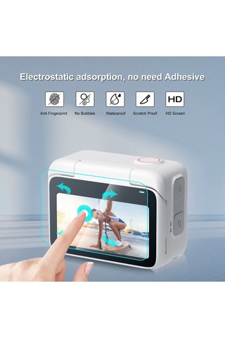Insta360 Go 3 / Go 3s Puluz 2'si 1 Arada Ekran Ve Lens İçin Temperli Cam Film Şeffaf