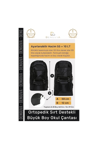 Denguva Ortopedik Su Geçirmez Konfor Modeli Fermuarlı Büyük Boy Çok Gözlü Bölmeli Kamp Outdoor Sırt Çantası Çok Renkli