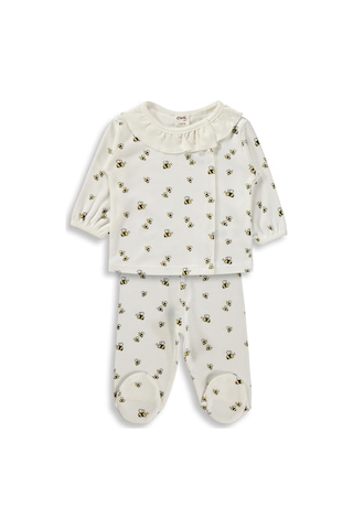 Civil Baby Arı Empirme 1-9 Ay Pijama Takımı - Ekru