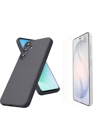 Samsung Galaxy S26 Plus İle Uyumlu Kılıf Esnek Premium Telefon Kılıfı Ve Temperli Cam Ekran Koruyucu Gri
