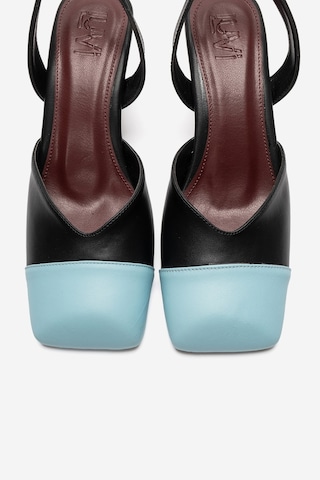 Luvi Shoes Maruelle Siyah Cilt Mavi Cilt Kadın Topuklu Ayakkabı