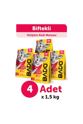 Bado Yetişkin Kedi Maması Etli Biftekli 1,5 Kg 4'lü