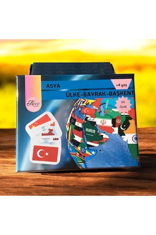 Asya Ülkeleri-harita-bayrak-başkent Kartları