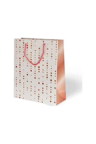 Geometri Desenli Lüks Karton Çanta Varak Baskılı Kırmızı 26x32 Cm 1 Adet