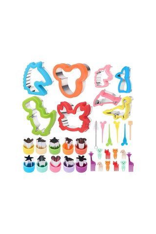 Reedark 34 Parça Çelik Sandviç Kalıbı - Evcil Hayvan Şekilleri İle Çocuklar İçin Yemek Dekorasyon Aletleri Çok Renkli