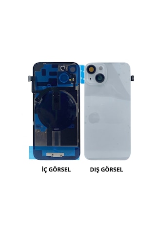 Teknonet Apple Uyumlu iPhone 14 Plus Kamera Camlı Batarya Kapağı + Magsafe Flex - Beyaz Beyaz