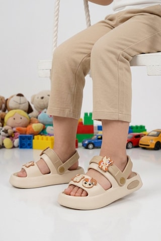 Walkway Ekru Hafif Esnek Eva Taban Unisex Çocuk Terlik 4505 F-p