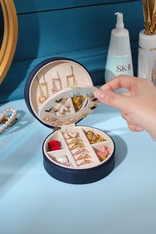 Chavin Deri Seyahat Yüzük Küpe Kolye Takı Kutusu St1-69lc Siyah