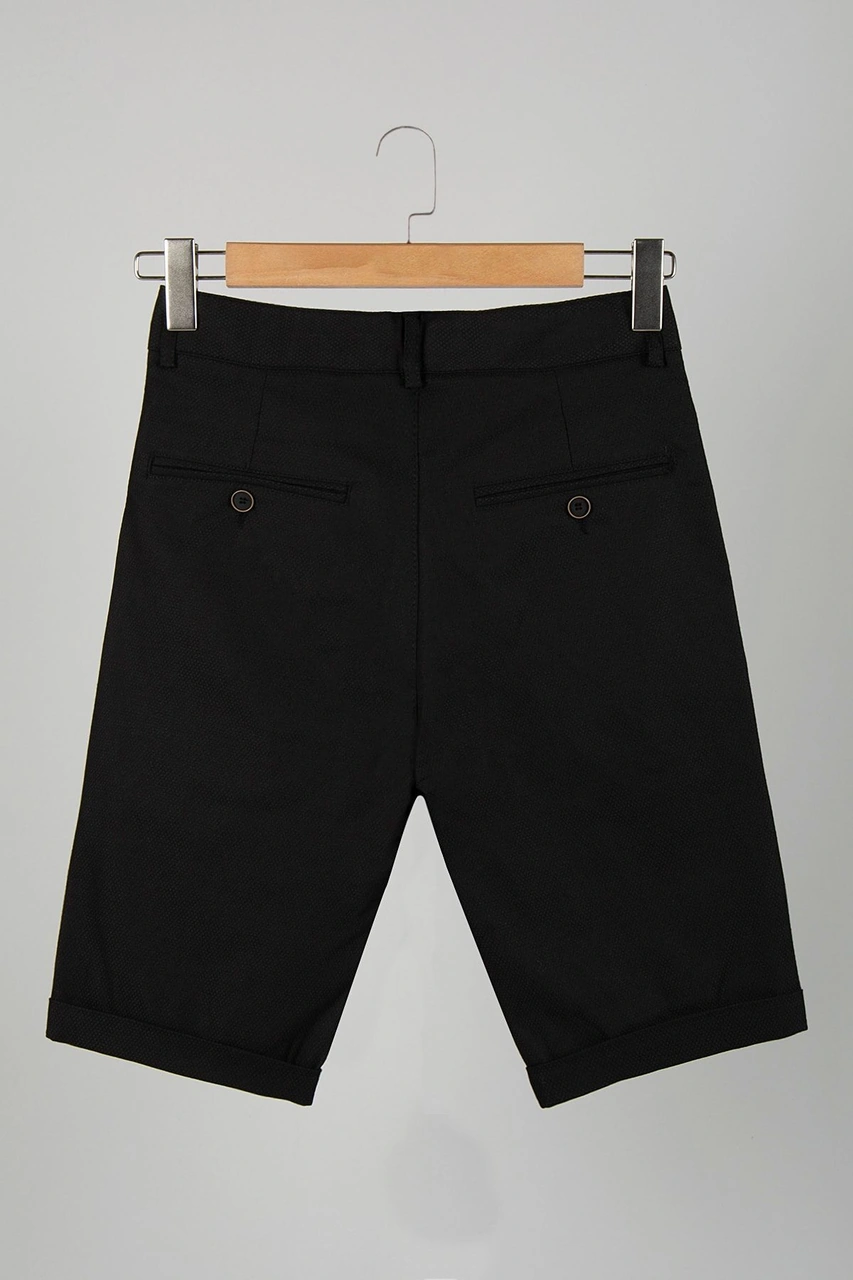 Veaven Erkek Siyah Slim Fit Keten Şort Vavn9y-2200196-5 Siyah