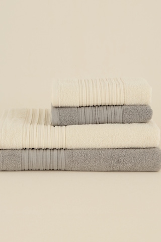 Karaca Home Line Soft %100 Pamuk 4 Parça Hamam Seti Ekru-gri Ekru-gri Ekru - Gri