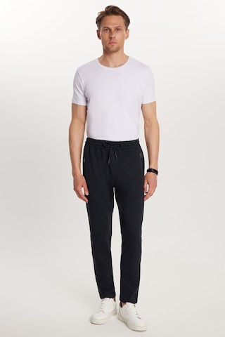 Tudors Unisex Standart Fit Pamuklu 2 İplik Fermuar Cepli Lastikli Bağlamalı Düz Paça Lacivert Eşofman Altı-34053 Lacivert