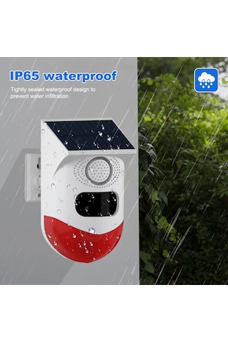 Lemestar Güneş Enerjili Hareket Sensörlü 120db Yüksek Sesli Dış Mekan Alarmı, Su Geçirmez Ip65, Led Flaş Işıklı, Şarj Edilebilir