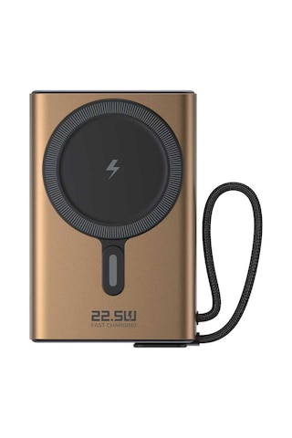 Shaza 10.000 Mah 22.5w Magsafe Taşınabilir Standlı Şarj Cihazı Gold