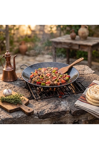 Emaye Kurma Sacı - Kulplu - Geleneksel Pişirme Tası