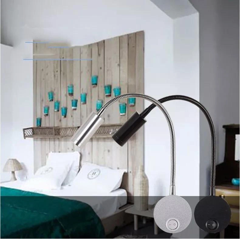 Skycity Alüminyum Gölgelikli 3w Led Duvar Lambası - Esnek Anahtar Ve 29 Cm Yükseklik Siyah