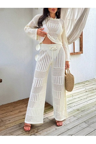 Hidafashion Ajurlu Pantolon Takım Ekru