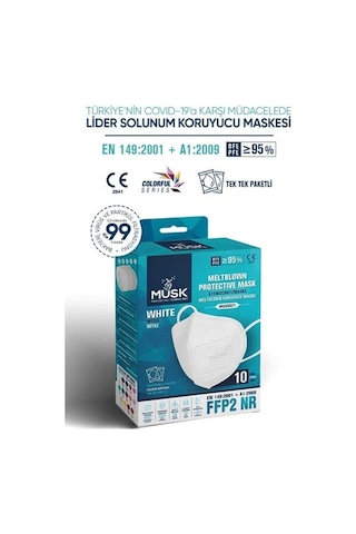 Musk Ffp2/N95 Maske Beyaz Renk 20 Adet