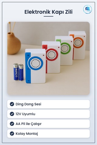 Elektronik Kapı Zili Ding Dong 12v Aa Pil Uyumlu Ev Ofis Dükçan Ç