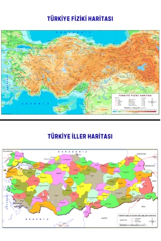 Laminasyonlu Türkiye Harita Seti Fiziki İller Bölgeler İklim 1