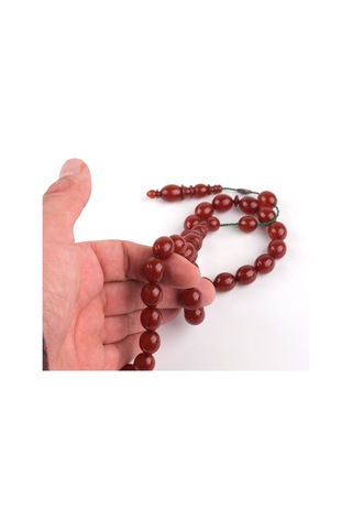 Sıkma Kehribar Orijinal Usta İşi İmzalı Beyzi Kesim 11.5x14mm Tesbih