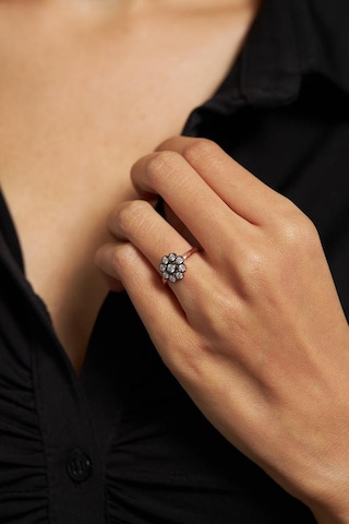 Roza Silver Zirkon Taşlı Rose Elmas Montür Ayarlanabilir Gümüş Yüzük