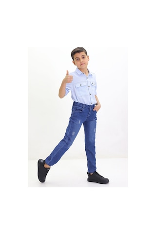 Gzt Tekstil Erkek Çocuk Yıpratmalı Kot Pantolon Mavi