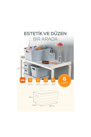 6'lı 3,8 Litre Saklama Kutusu Antrasit Antrasit