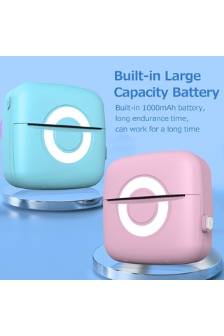 Vkemall Mavi Mini Bluetooth Isı Yazıcı, 200dpi, 1000mah Pil, 5 Adet Yapışkan + 5 Adet Isı Kağıdı + 5 Kalem İle Paketlendi