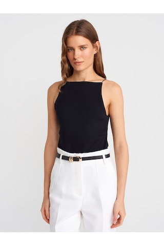 Dilvin 21020 Halter Yaka Top-siyah Siyah