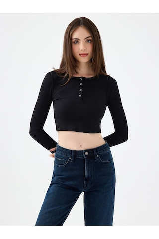 LOFT Fitted Kadın Tshirt U.kol Lf2040790 Q1.v1 Siyah