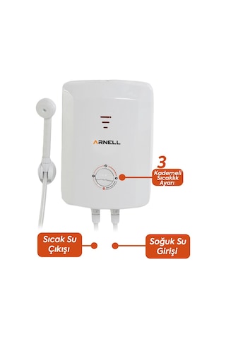 Arnell 7500 W Elektirikli Ani Su Isıtıcısı Banyo Ve Mutfak Şofbeni