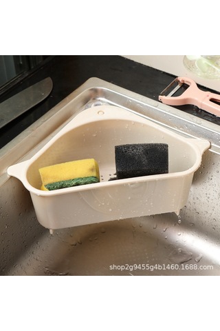 Vkemall Mutfak Lavabo Üçgeni Sucuklu Sulama Sepeti, Asılabilir Meyve Sebze Kabuğu Depolama, Sponge Ve Mendil Tutabilir Plastik Sepet Gri
