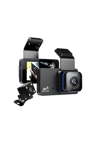 Black Box Wifi Li Araç İçi Kamera 3 İnç Ekranlı Ön Ve Geri Görüş Kameralı Mikrofonlu 1296p Super Hd