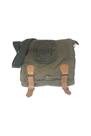Old Cotton Cargo Vintage Salaş Kaliteli Unisex Günlük Gezi Kamp Okul Postacı Omuz Çantası San Diego 32 Cm X 25 Cm Haki - Siyah