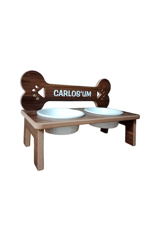 Realwood Özel İsimli Seramik Kaplı Orta Büyük Irk Köpek Mama Su Kabı 2 L